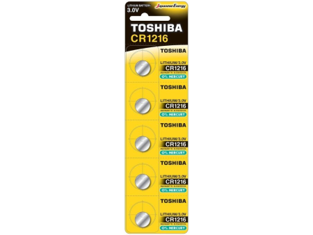 Pack de 5 Pilas de Botón Toshiba CR1216/ 3V