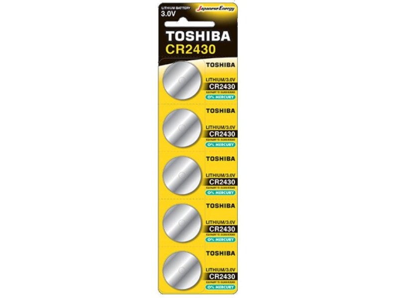 Pack de 5 Pilas de Botón Toshiba CR2430/ 3V/ Alcalinas