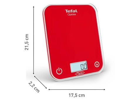 Báscula de Cocina Electrónica Tefal Optiss/ hasta 5kg/ Roja