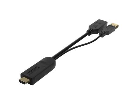 Cable Conversor 4K Aisens A122-0642/ HDMI Macho - DisplayPort Hembra - USB Macho/ Hasta 10W/ 2250Mbps/ 10cm + 10cm/ Negro