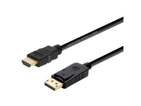 Cable Conversor Aisens A125-0364/ DisplayPort Macho - HDMI Macho/ Hasta 5W/ 2300Mbps/ 2m/ Negro