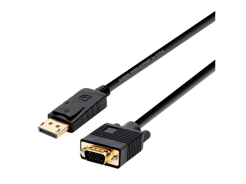 Cable Conversor Aisens A125-0365/ DisplayPort Macho - VGA Macho/ Hasta 5W/ 2300Mbps/ 2m/ Negro