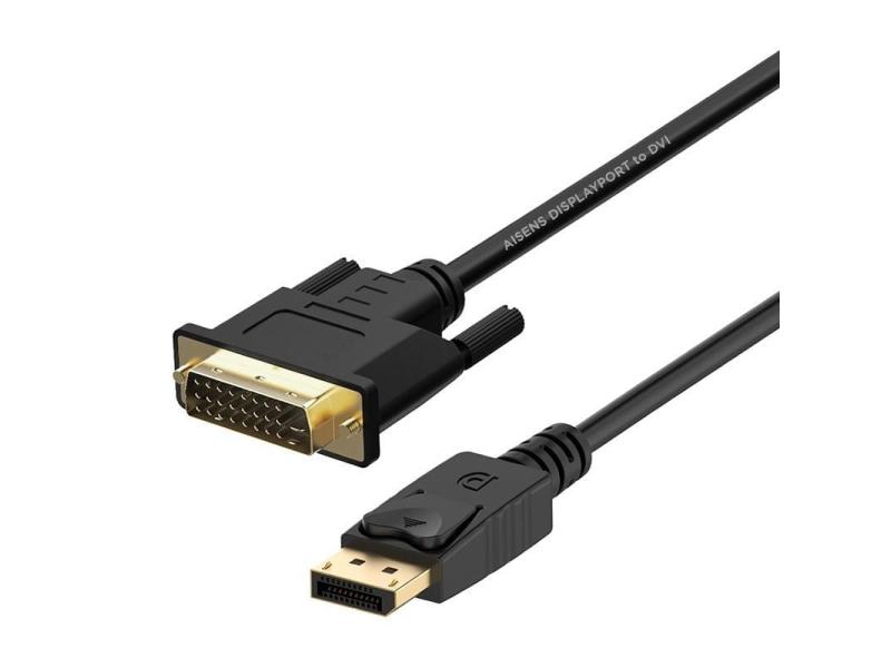 Cable Conversor Aisens A125-0366/ DisplayPort Macho - DVI Macho/ Hasta 5W/ 2300Mbps/ 2m/ Negro