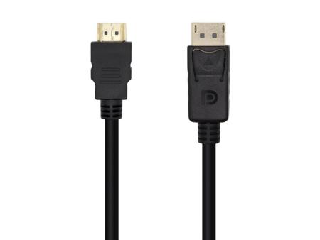 Cable Conversor Aisens A125-0459/ DisplayPort Macho - HDMI Macho/ Hasta 5W/ 2300Mbps /1m/ Negro