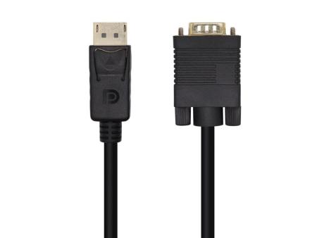 Cable Conversor Aisens A125-0462/ DisplayPort Macho - VGA Macho/ Hasta 5W/ 2300Mbps/ 3m/ Negro