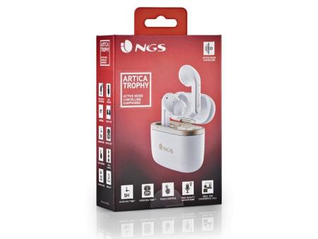 Auriculares Bluetooth NGS Ártica Trophy con estuche de carga/ Autonomía 5h/ Blancos