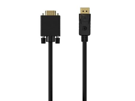 Cable Conversor Aisens A125-0552/ Displayport Macho - VGA Macho/ Hasta 5W/ 2300Mbps/ 1m/ Negro