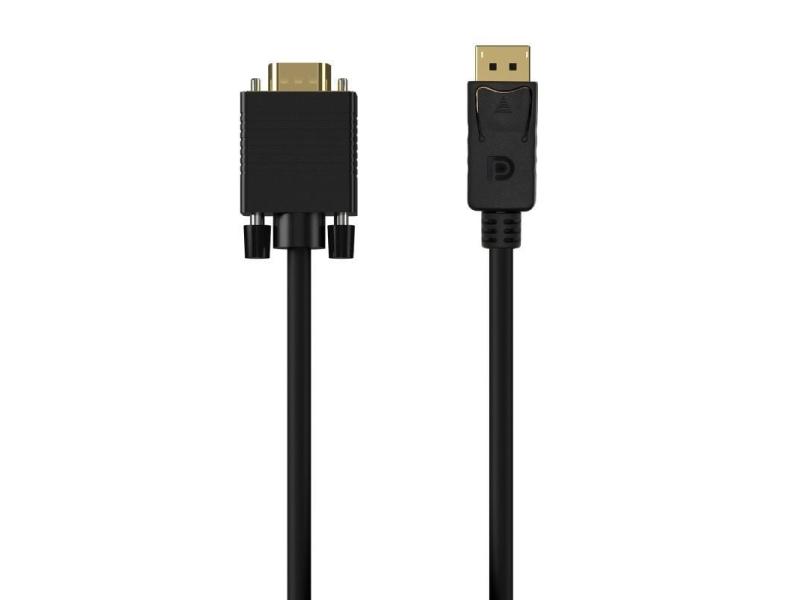 Cable Conversor Aisens A125-0552/ Displayport Macho - VGA Macho/ Hasta 5W/ 2300Mbps/ 1m/ Negro