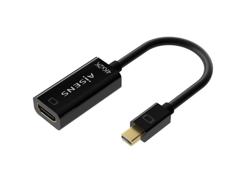 Cable Conversor Aisens A125-0643/ Mini Displayport Macho - HDMI Hembra/ Hasta 5W/ 2300Mbps/ 15cm/ Negro