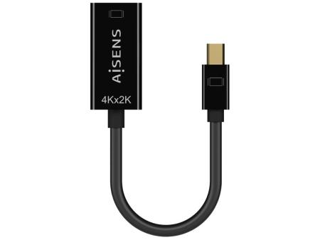 Cable Conversor Aisens A125-0643/ Mini Displayport Macho - HDMI Hembra/ Hasta 5W/ 2300Mbps/ 15cm/ Negro