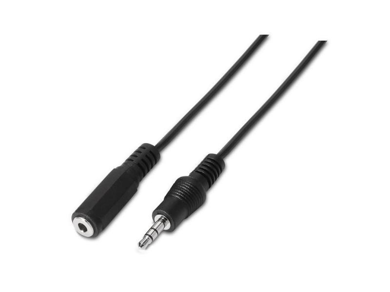 Adaptador Estéreo Aisens A128-0145/ Jack 3.5 Macho - Jack 3.5 Hembra/ Hasta 0.1W/ 1.5m/ Negro