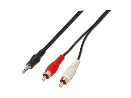 Cable Estéreo Aisens A128-0147/ Jack 3.5 Macho - 2x RCA Macho/ Hasta 0.1W/ 1.5m/ Negro