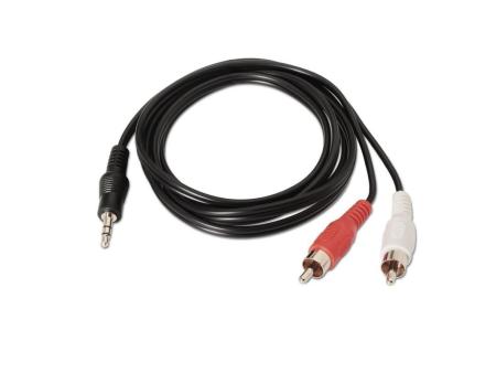 Cable Estéreo Aisens A128-0147/ Jack 3.5 Macho - 2x RCA Macho/ Hasta 0.1W/ 1.5m/ Negro