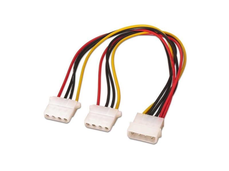 Cable Duplicador de Alimentación Aisens A131-0164/ 2x Molex 4 PIN Macho - 4 PIN Hembra/ Hasta 54W/ 20cm