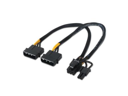 Cable Alimentación Tarjeta Gráfica Aisens A131-0165/ 2x Molex Macho - Molex 6+2 PIN Macho/ Hasta 54W/ 20cm