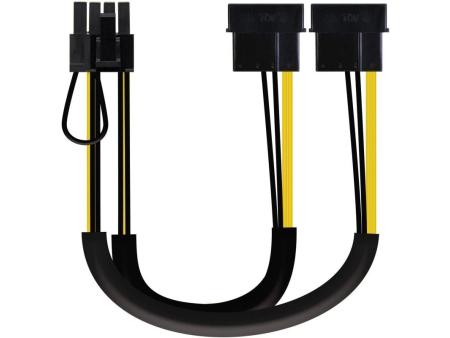 Cable Alimentación Tarjeta Gráfica Aisens A131-0165/ 2x Molex Macho - Molex 6+2 PIN Macho/ Hasta 54W/ 20cm