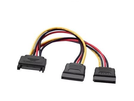 Cable Alimentación Aisens A131-0353/ SATA Macho - 2x SATA Hembra/ Hasta 54W/ 20cm/ Negro