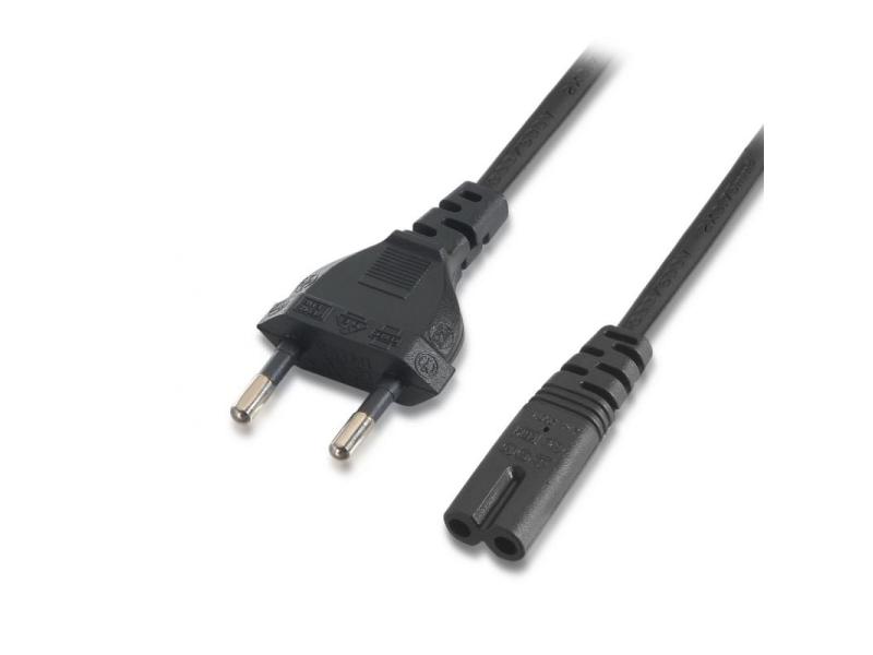 Cable Alimentación Forma 8 Aisens A132-0173/ CEE7/16 Macho - C7 Hembra/ Hasta 1500W/ 1.5m/ Negro