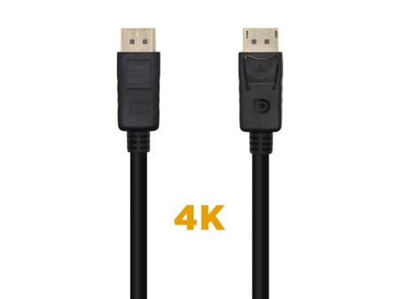 Cable DisplayPort 1.2 4K Aisens A124-0455/ DisplayPort Macho - DisplayPort Macho/ 1m/ Negro