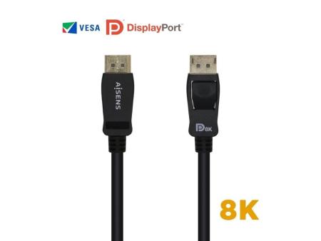 Cable DisplayPort 1.4 8K Aisens A149-0430/ DisplayPort Macho - DisplayPort Macho/ 50cm/ Certificado/ Negro