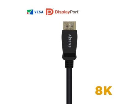 Cable DisplayPort 1.4 8K Aisens A149-0430/ DisplayPort Macho - DisplayPort Macho/ 50cm/ Certificado/ Negro