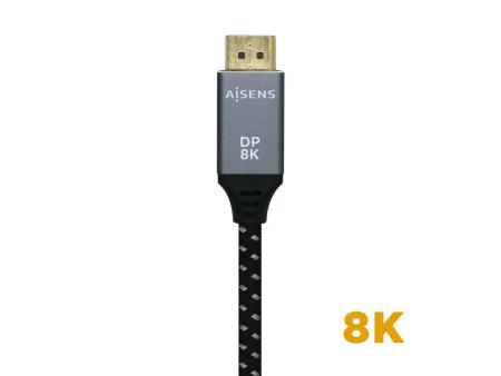 Cable Displayport 1.4 8K Aisens A149-0434/ Displayport Macho - Displayport Macho/ 50cm/ Negro Gris