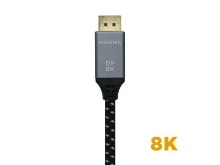 Cable Displayport 1.4 8K Aisens A149-0434/ Displayport Macho - Displayport Macho/ 50cm/ Negro Gris