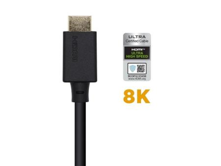 Cable HDMI 2.1 8K Aisens A150-0420/ HDMI Macho - HDMI Macho/ 50cm/ Certificado/ Negro