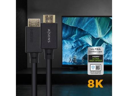 Cable HDMI 2.1 8K Aisens A150-0420/ HDMI Macho - HDMI Macho/ 50cm/ Certificado/ Negro