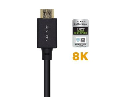 Cable HDMI 2.1 8K Aisens A150-0422/ HDMI Macho - HDMI Macho/ 1.5m/ Certificado/ Negro