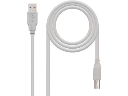 Cable USB 2.0 Impresora Nanocable 10.01.0103/ USB Tipo-B Macho - USB Macho/ 1.8m/ Beige