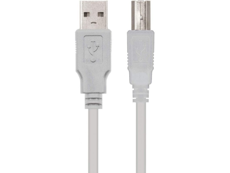 Cable USB 2.0 Impresora Nanocable 10.01.0103/ USB Tipo-B Macho - USB Macho/ 1.8m/ Beige