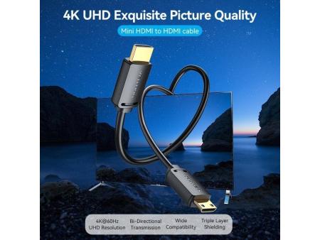 Cable HDMI 4K Vention AGHBF/ HDMI Macho - Mini HDMI Macho/ 1m/ Negro