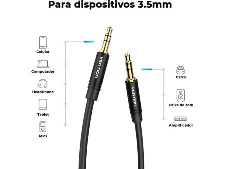 Cable Estéreo Vention BAKBF/ Jack 3.5 Macho - Jack 3.5 Macho/ 1m/ Negro