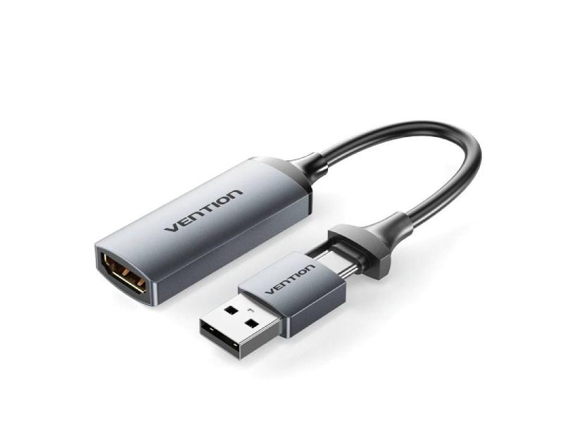 Conversor HDMI 4K 60Hz Vention ACWHA/ HDMI Hembra / USB Macho - USB Tipo-C Macho/ 480Mbps/ 10cm/ Negro