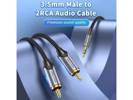 Cable Audio Vention BCNBL/ 2x RCA Macho - Jack 3.5 Macho/ 10m/ Gris