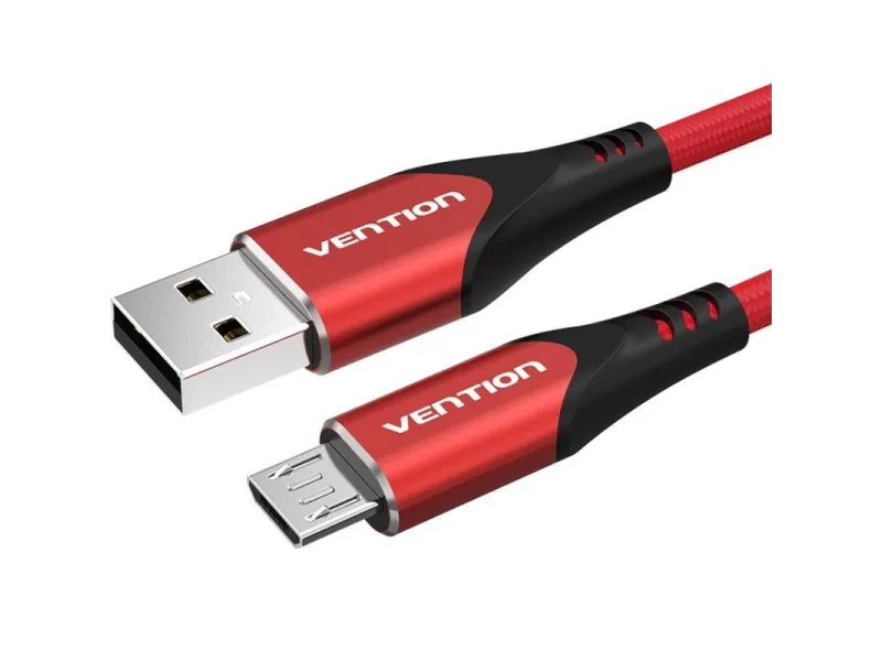 Cable USB 2.0 Vention COARF/ USB Macho - MicroUSB Macho/ Hasta 60W/ 480Mbps/ 1m/ Rojo