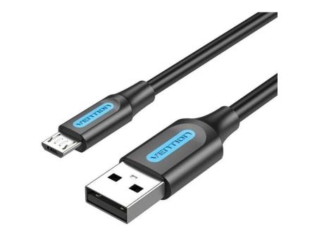 Cable USB 2.0 Vention COLBC/ USB Macho - MicroUSB Macho/ Hasta 60W/ 480Mbps/ 25cm/ Negro