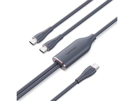 Cable USB Tipo-C Vention CTMBG/ USB Tipo-C Macho - 2 x USB Tipo-C Macho/ Hasta 100W/ 480Mbps/ 1.5m/ Negro