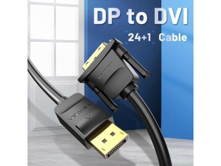 Cable Conversor Vention HAFBF/ Displayport Macho - DVI Macho/ 1m/ Negro