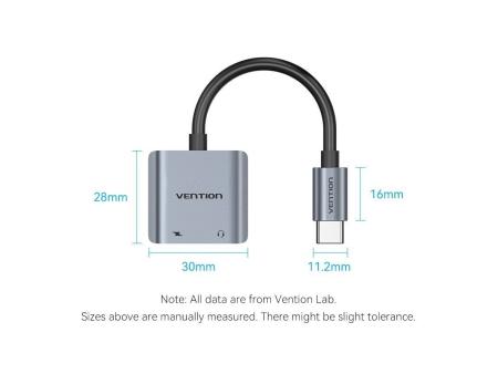 Conversor USB Tipo-C Vention BGZHA/ USB Tipo-C Macho - 2x USB Tipo-C Hembra (Audio y Carga)