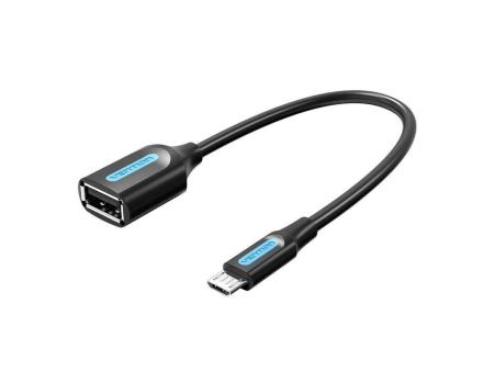 Cable USB 2.0 Vention CCUBB/ MicroUSB Macho - USB Hembra/ 480Mbps/ 15cm/ Negro