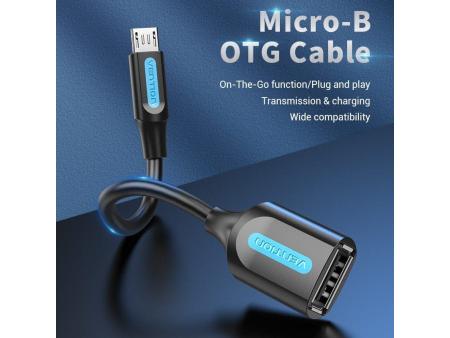 Cable USB 2.0 Vention CCUBB/ MicroUSB Macho - USB Hembra/ 480Mbps/ 15cm/ Negro