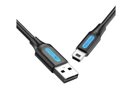 Cable USB 2.0 Vention COMBD/ USB Macho - MiniUSB Macho/ Hasta 10W/ 480Mbps/ 50cm/ Negro