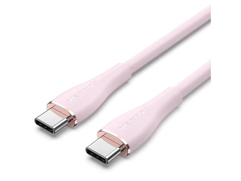 Cable USB 2.0 Tipo-C Vention TAWPF/ USB Tipo-C Macho - USB Tipo-C Macho/ Hasta 100W/ 480Mbps/ 1m/ Rosa