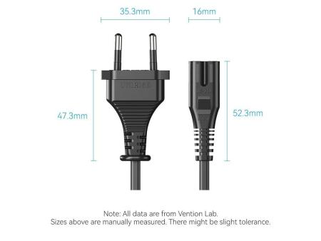 Cable Alimentación Forma 8 Vention ZCLBAC/ CEE7/16 Macho - C7 Hembra/ 1.8m