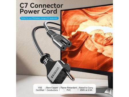 Cable Alimentación Forma 8 Vention ZCLBAC/ CEE7/16 Macho - C7 Hembra/ 1.8m