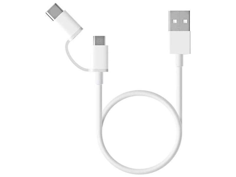 Cable USB 2.0 Xiaomi SJV4083TY/ USB Macho - Micro USB Macho/ USB Tipo-C Macho/ 30cm/ Blanco