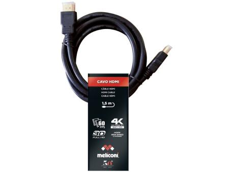 Cable HDMI 4K Meliconi 497002/ HDMI Macho - HDMI Macho/ 1.5m/ Negro