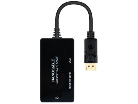 Cable DisplayPort Nanocable 10.16.3301-ALL/ HDMI Hembra - DVI-D Hembra - VGA Hembra/ 20cm/ Negro